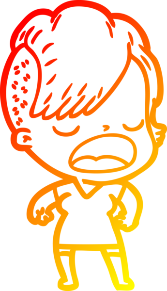 Bir insan tarafından çizilmiş havalı bir hippi kızın sıcak çizgi çizimi.