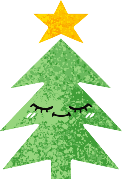 Bir insan tarafından çizilmiş bir noel ağacının retro çizim tarzı karikatürü.