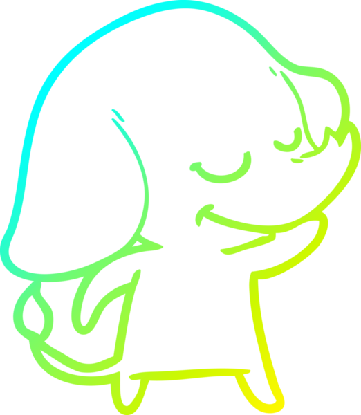 Bir insan tarafından çizilmiş gülümseyen bir filin soğuk gradyan çizimi