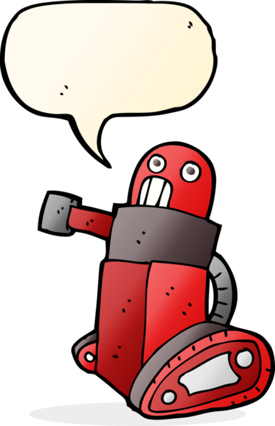 bir insan tarafından çizilmiş konuşma balonlu çizgi film tankı robotu