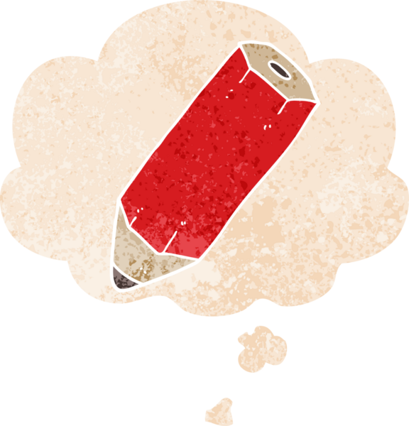 Düşünce baloncuklu karikatür kalem grunge sıkıntılı retro desen bir insan tarafından çizilmiş