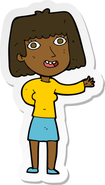 Bir insan tarafından çizilmiş, karikatür dostu bir kadının çıkartması.