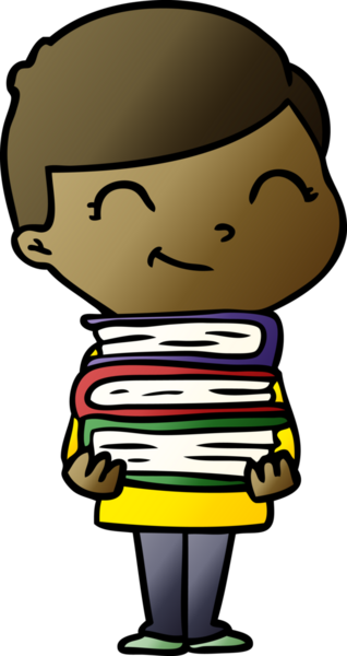 Bir insan tarafından çizilmiş kitapları olan çizgi film çocuğu.