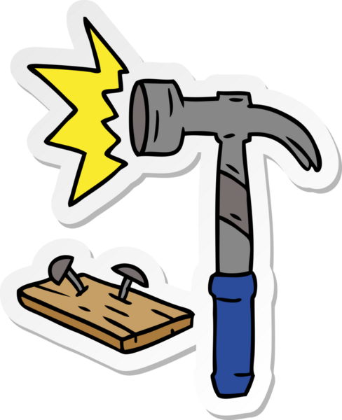 Bir insan tarafından çizilmiş çekiç ve çivi karalaması.