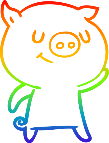 gökkuşağı gradyan çizimi mutlu çizgi domuz çizimi bir insan tarafından çizilmiş