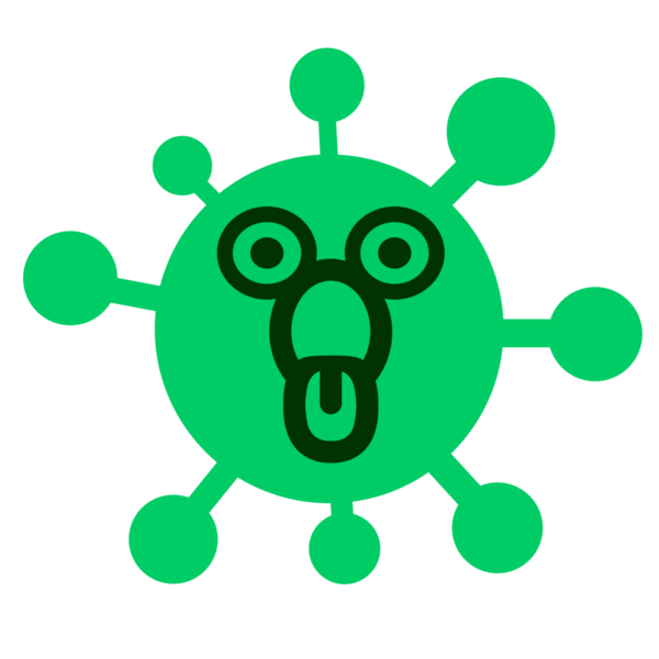 Bir insan tarafından çizilen şok edici bakışlı virüs.