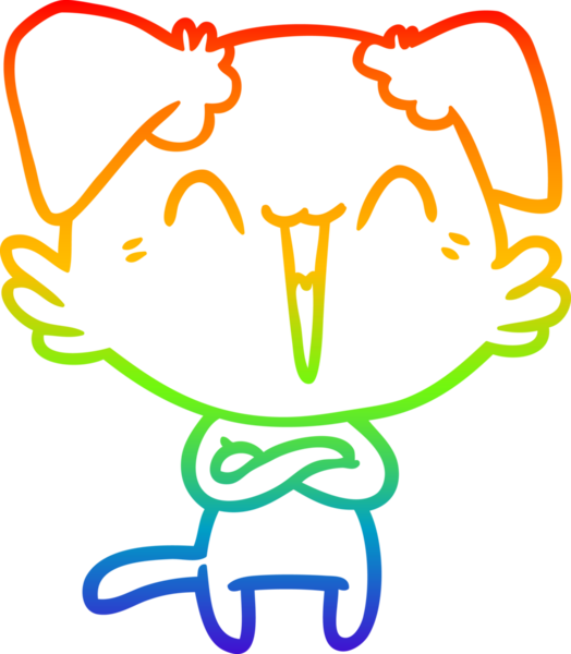 gökkuşağı gradyan çizimi bir insan tarafından çizilmiş mutlu küçük bir köpek çizgi filmi