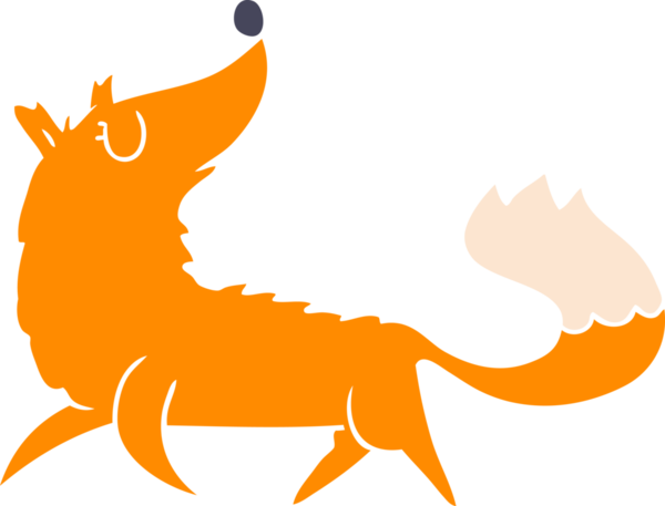 Bir insan tarafından çizilmiş düz renk çizgi film tilkisi