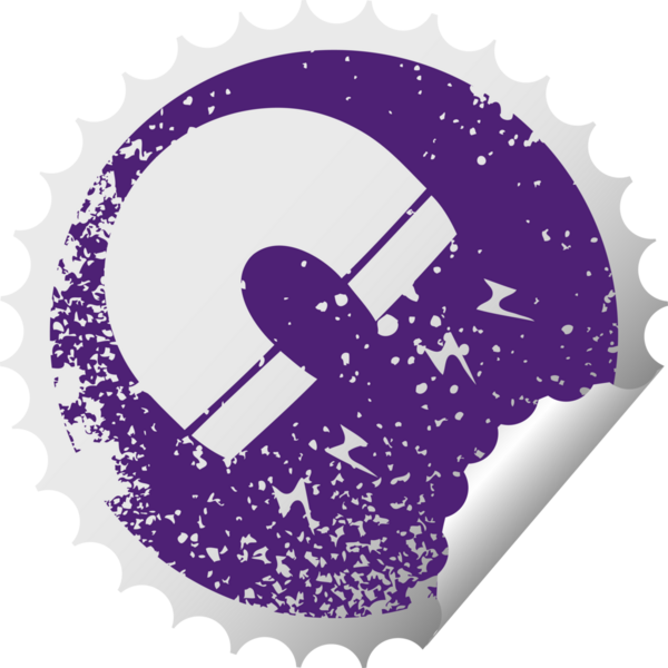 Bir insan tarafından çizilmiş mıknatısın sıkıntılı dairesel soyma etiketi sembolü