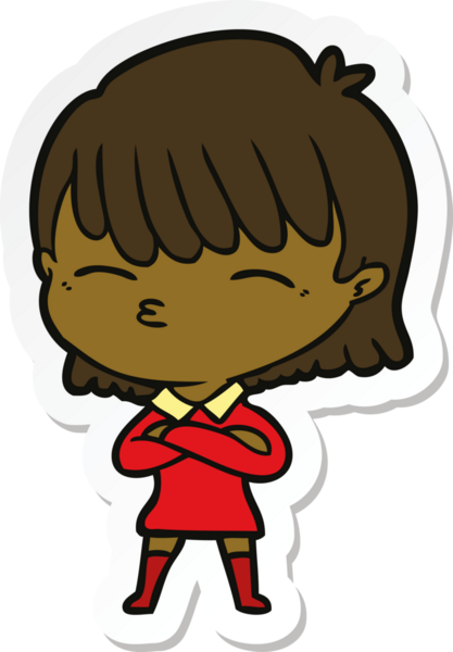 Bir insan tarafından çizilmiş bir karikatür kadının çıkartması.