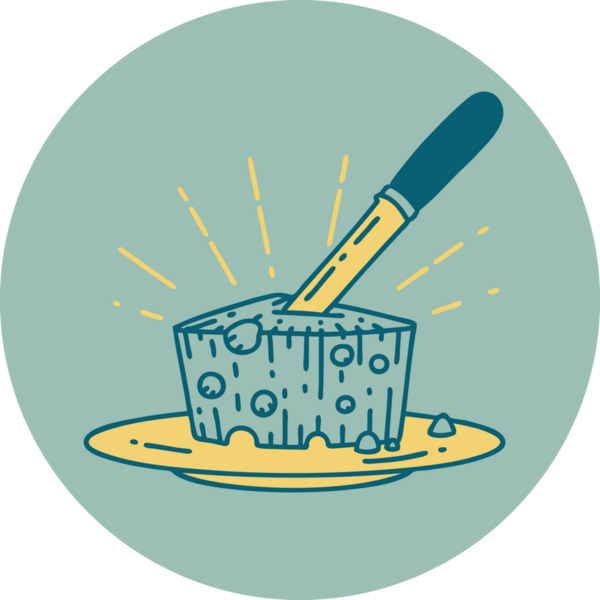 Bir insan tarafından çizilmiş bir tabak peynirin ikonu