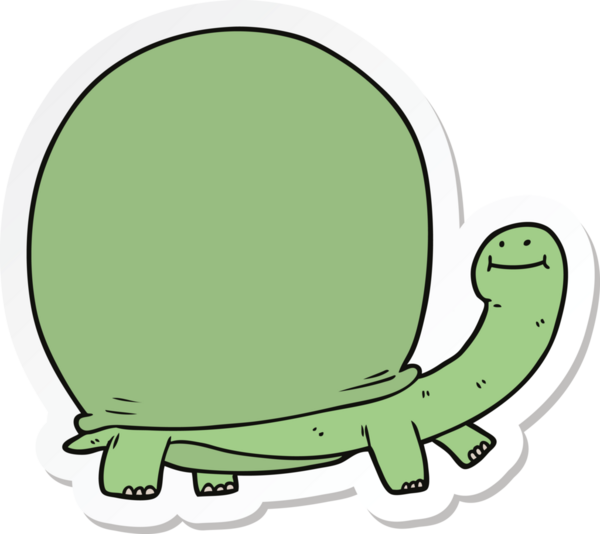 Bir insan tarafından çizilmiş karikatür kaplumbağasının çıkartması.