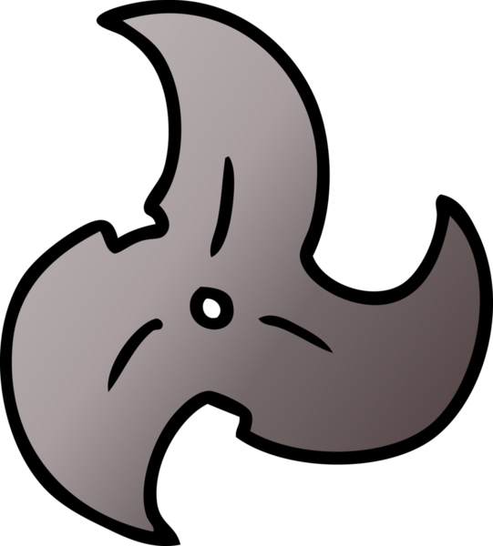 Bir insan tarafından çizilmiş tek bir ninja yıldızının gradyan karalaması.