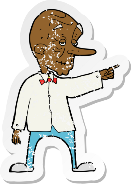 Bir insan tarafından çizilmiş yaşlı bir adamın karikatür yapıştırması.