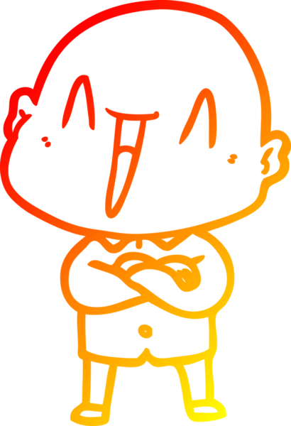 Bir insan tarafından çizilmiş mutlu, kel bir adamın sıcak çizgi çizimi.