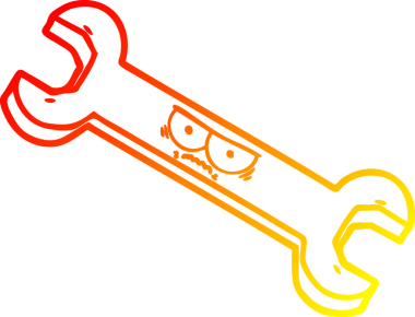 Bir insan tarafından çizilmiş kızgın bir çizgi filmin sıcak gradyan çizimi