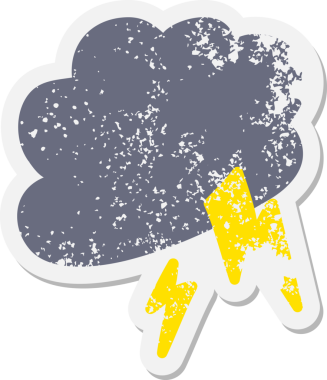 Bir insan tarafından çizilmiş fırtına bulutu grunge etiketi