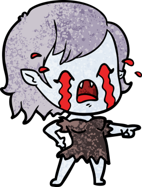 Bir insan tarafından çizilmiş ağlayan vampir kız çizgi filmi.