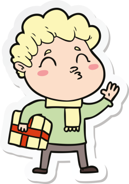 Bir insan tarafından çizilmiş karikatür adamın çıkartması.