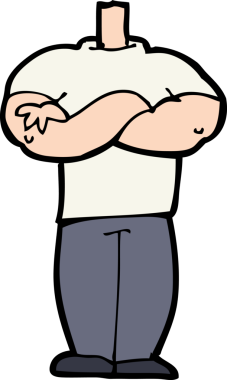 katlanmış kollu karikatür gövdesi (bir insan tarafından çizilen ve eşleştirilen karikatürler)