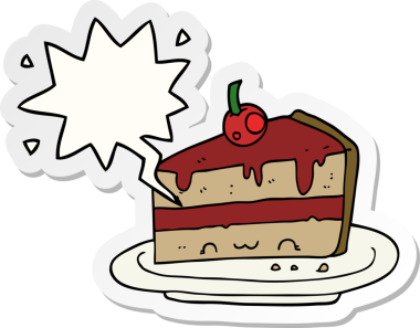 Bir insan tarafından çizilmiş baloncuk çıkartmalı çizgi film pastası.