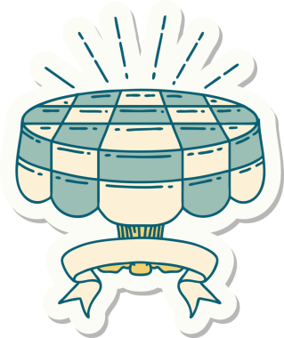 Bir insan tarafından çizilmiş dövme stili kafe masasının çıkartması.