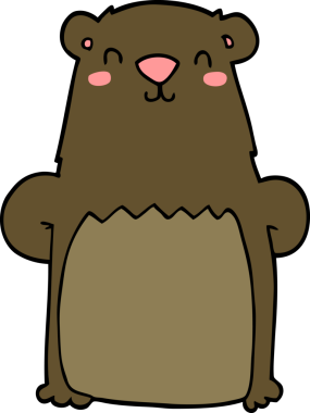 Bir insan tarafından çizilmiş çizgi film ayısı.