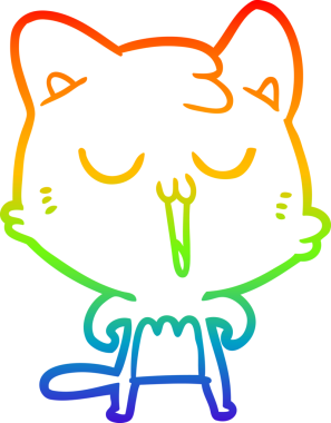 gökkuşağı gradyan çizgi çizimi bir insan tarafından çizilmiş bir çizgi film kedisi