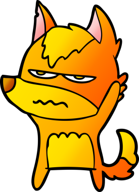 Bir insan tarafından çizilmiş tilki çizgi film karakteri