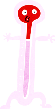 bir insan tarafından çizilmiş karikatür termometresi