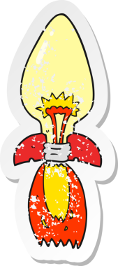 Bir insan tarafından çizilmiş bir roket gemisinin karikatür çıkartması.