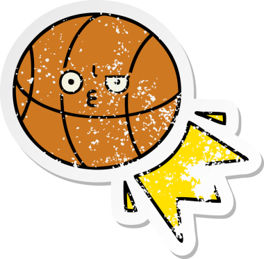 Bir insan tarafından çizilmiş şirin bir basketbol topunun sıkıntılı çıkartması.