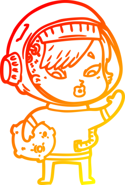 Bir insan tarafından çizilmiş bir astronot kadın çizgi çizimi.