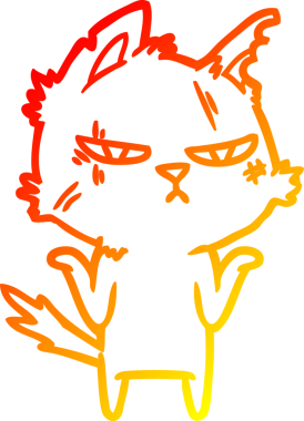 Bir insan tarafından çizilmiş sert bir çizgi film kedisinin sıcak çizgi çizimi