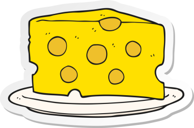 Bir insan tarafından çizilmiş karikatür peynirinin çıkartması.