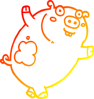 Bir insan tarafından çizilmiş komik bir domuzun sıcak çizgi çizimi