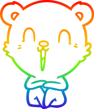 Bir insan tarafından çizilmiş mutlu bir kutup ayısının gökkuşağı gradyanı çizimi