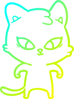 Bir insan tarafından çizilmiş bir çizgi film kedisinin soğuk gradyan çizgisi.