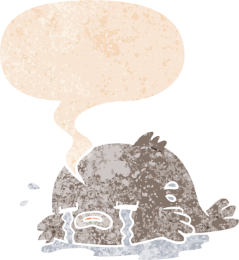 çizgi film ağlayan balık grunge üzgün retro dokuma bir insan tarafından çizilmiş