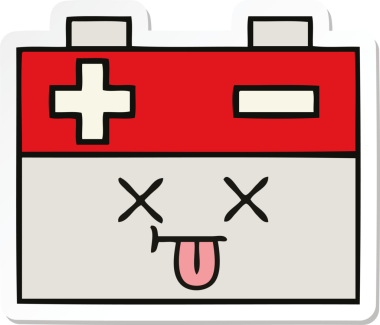 Bir insan tarafından çizilmiş şirin bir araba aküsünün çıkartması.