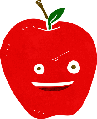 bir insan tarafından çizilmiş mutlu elma çizgi filmi