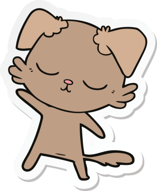 Bir insan tarafından çizilmiş şirin bir köpeğin çıkartması.