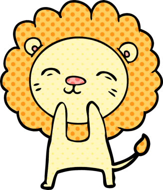 Bir insan tarafından çizilmiş çizgi film aslanı.
