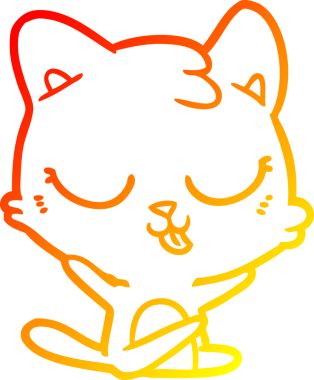 Bir insan tarafından çizilmiş çizgi film kedisinin sıcak çizgi çizimi