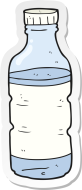 Bir insan tarafından çizilmiş karikatür su şişesinin etiketi.