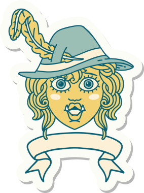 Bir insan tarafından çizilmiş afişi olan bir ork ozan karakterinin çıkartması