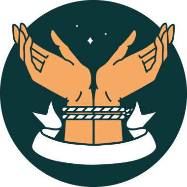 Bir insan tarafından çizilmiş bir çift el dövmesi simgesi