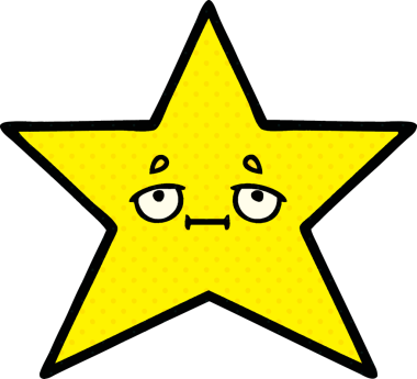 Bir insan tarafından çizilmiş bir altın yıldızın çizgi filmi.