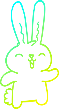 Bir insan tarafından çizilmiş mutlu tavşan çizgi çizimi.