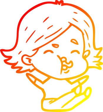 Bir insan tarafından çizilmiş bir çizgi film kızının sıcak çizgi çizimi.